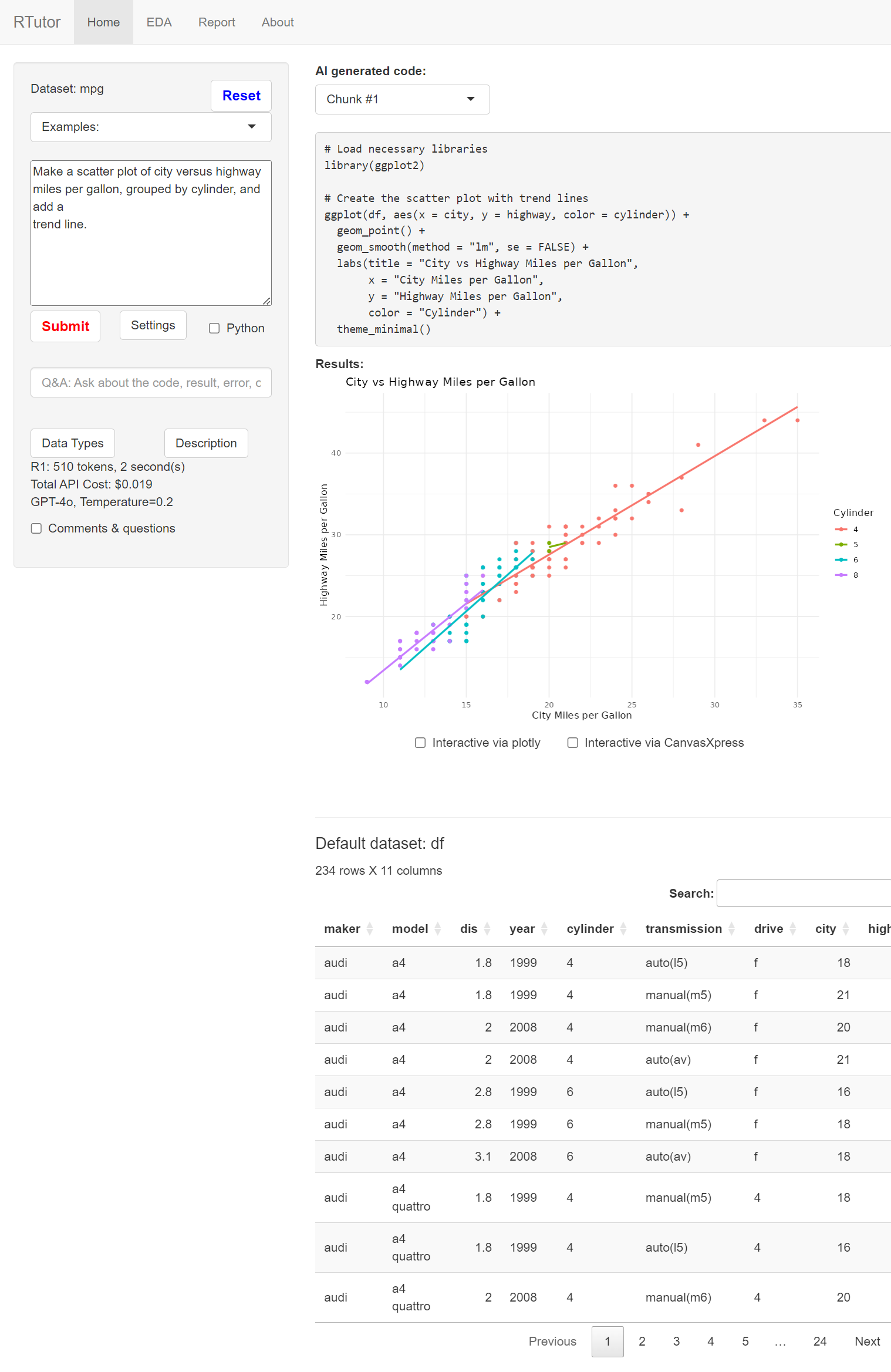 Rtutor.AI Demo screen