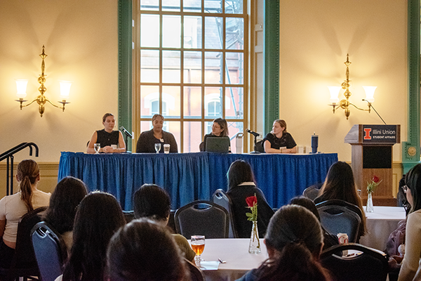 Four female panelists participating in discussion