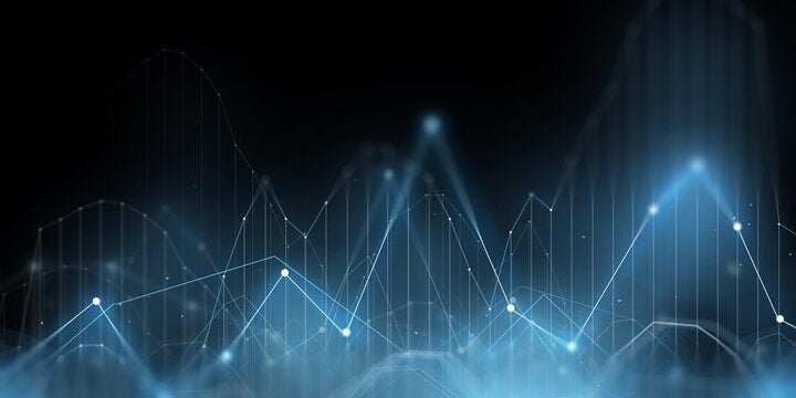 virtual chart projection over dark background