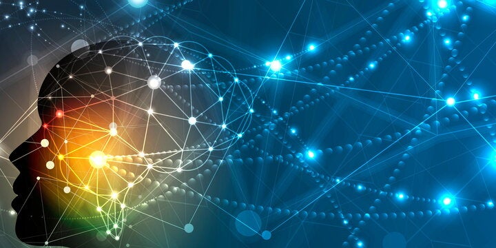 Artificial intelligence. Technology web background. Virtual concept