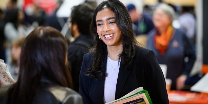 Student at career forum