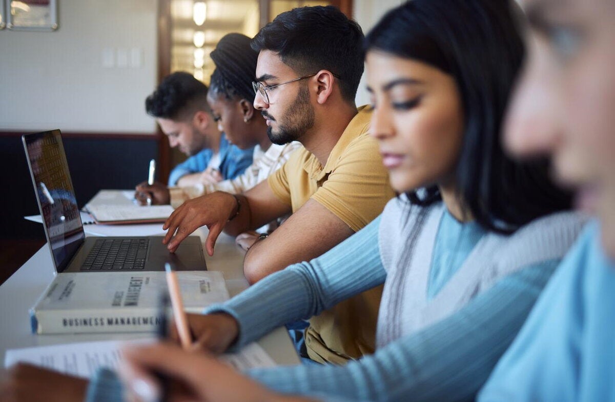 Students working