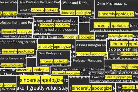 Images of student apologies using AI 