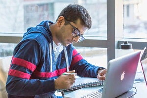 Student doing homework