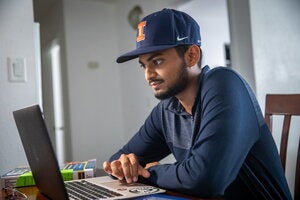 Student looking at computer screen
