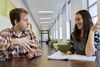 Wade Fagen-Ulmschneider and Karle Flanagan, who will be teaching a new course called STAT 107 Data Science Discovery, sit at a table in Lincoln Hall on Wednesday, Nov. 28.